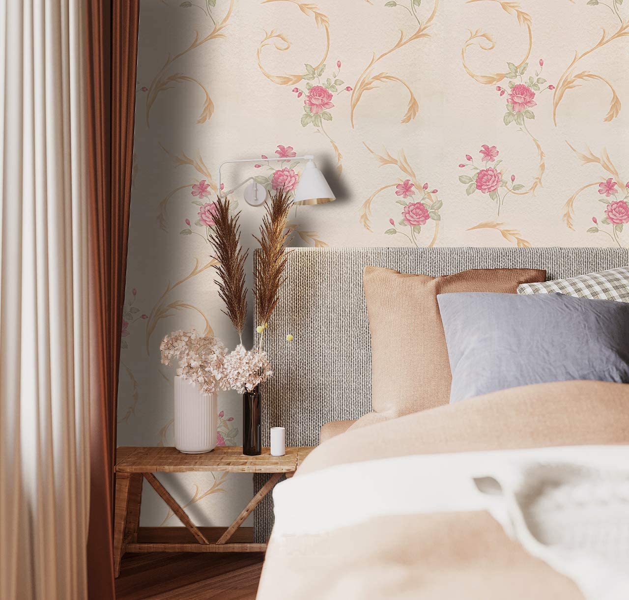 Floral Wallpaper Peel and Stick Wallpaper Rose Floral Self-Adhesive Removable Contact Paper for Shelf Drawer Home Decor