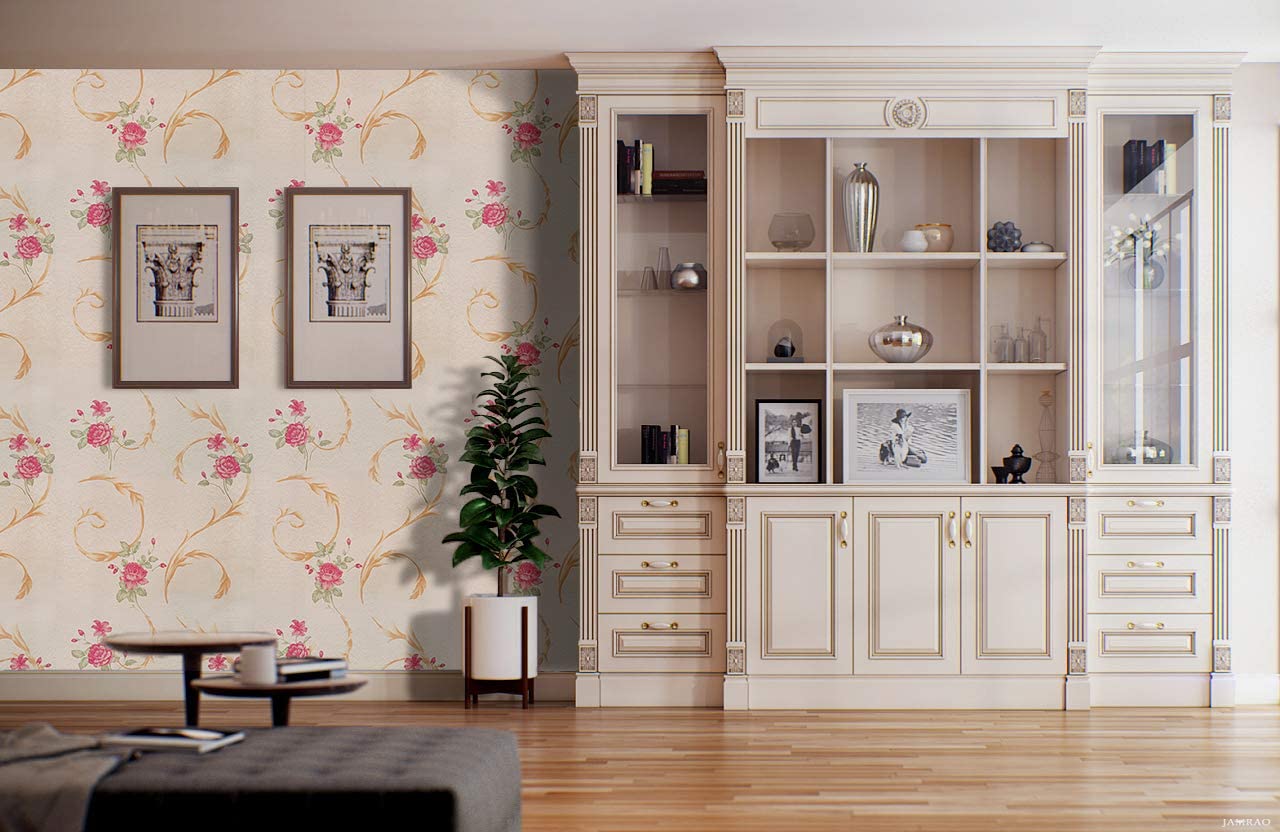 Floral Wallpaper Peel and Stick Wallpaper Rose Floral Self-Adhesive Removable Contact Paper for Shelf Drawer Home Decor