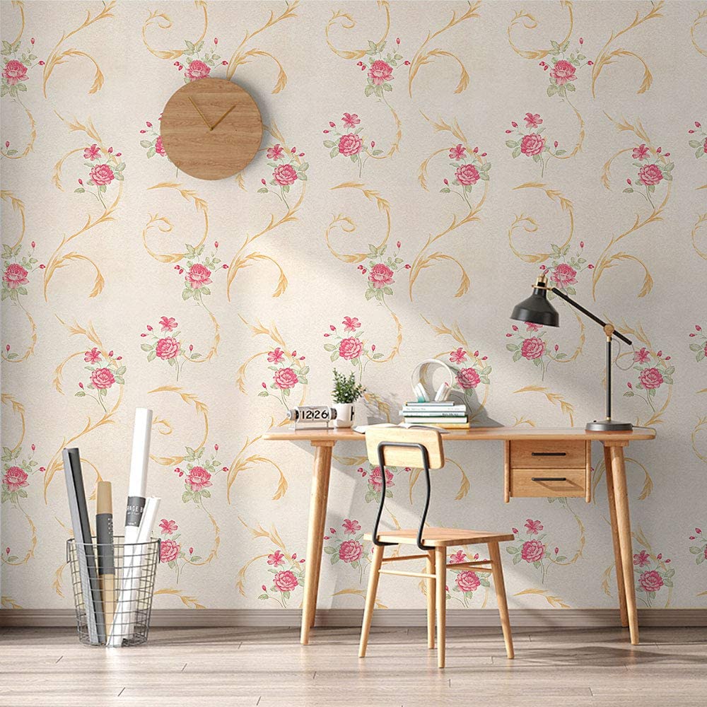 Floral Wallpaper Peel and Stick Wallpaper Rose Floral Self-Adhesive Removable Contact Paper for Shelf Drawer Home Decor