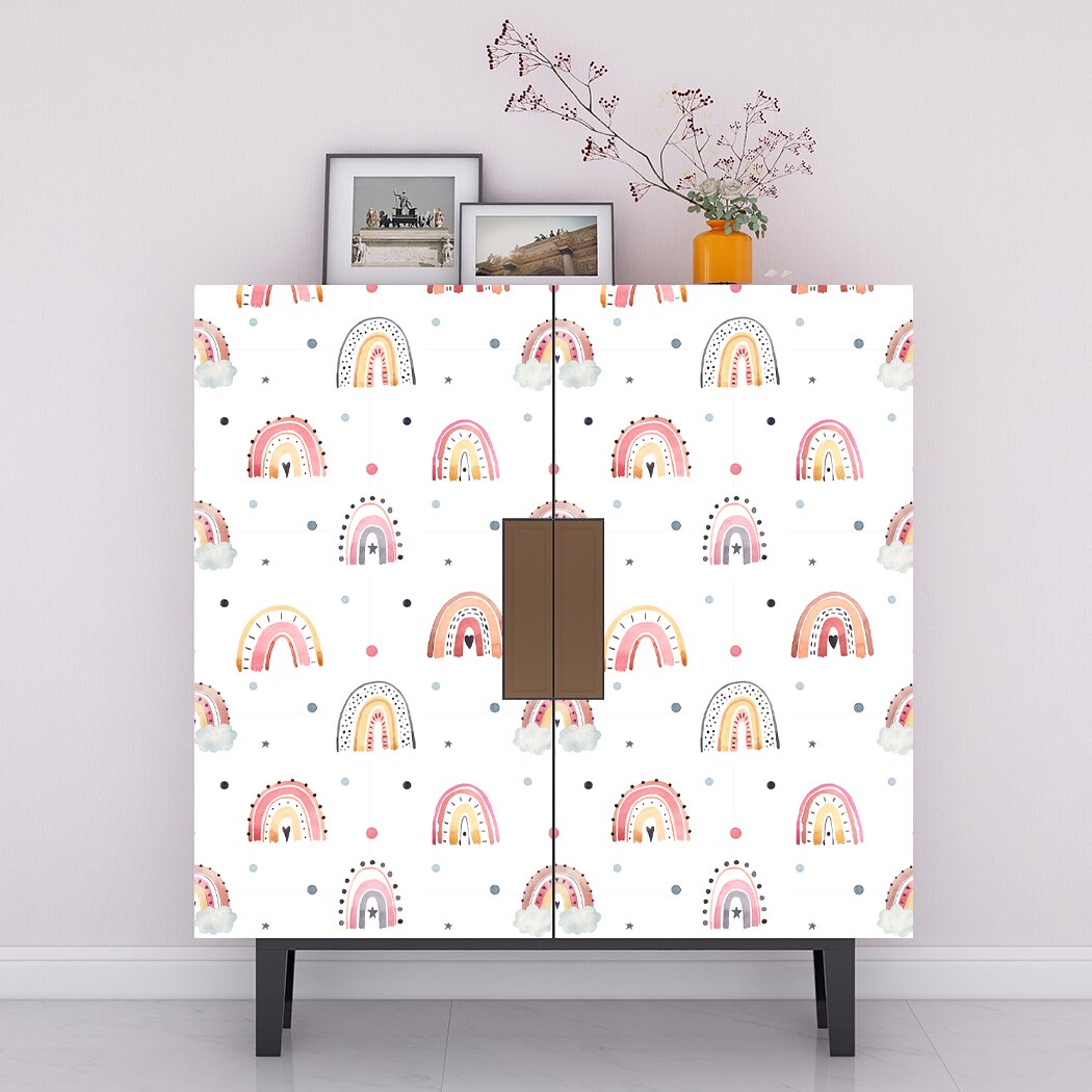 Cartoon Wallpaper Cute Rainbow Self Adhesive Wallpaper Removable Peel and Stick Contact Paper for Nursery Kids Room Decor