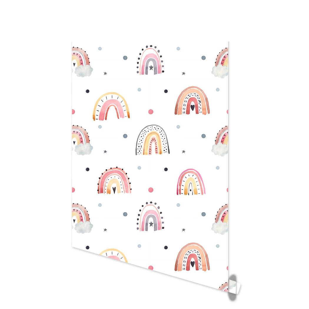 Cartoon Wallpaper Cute Rainbow Self Adhesive Wallpaper Removable Peel and Stick Contact Paper for Nursery Kids Room Decor