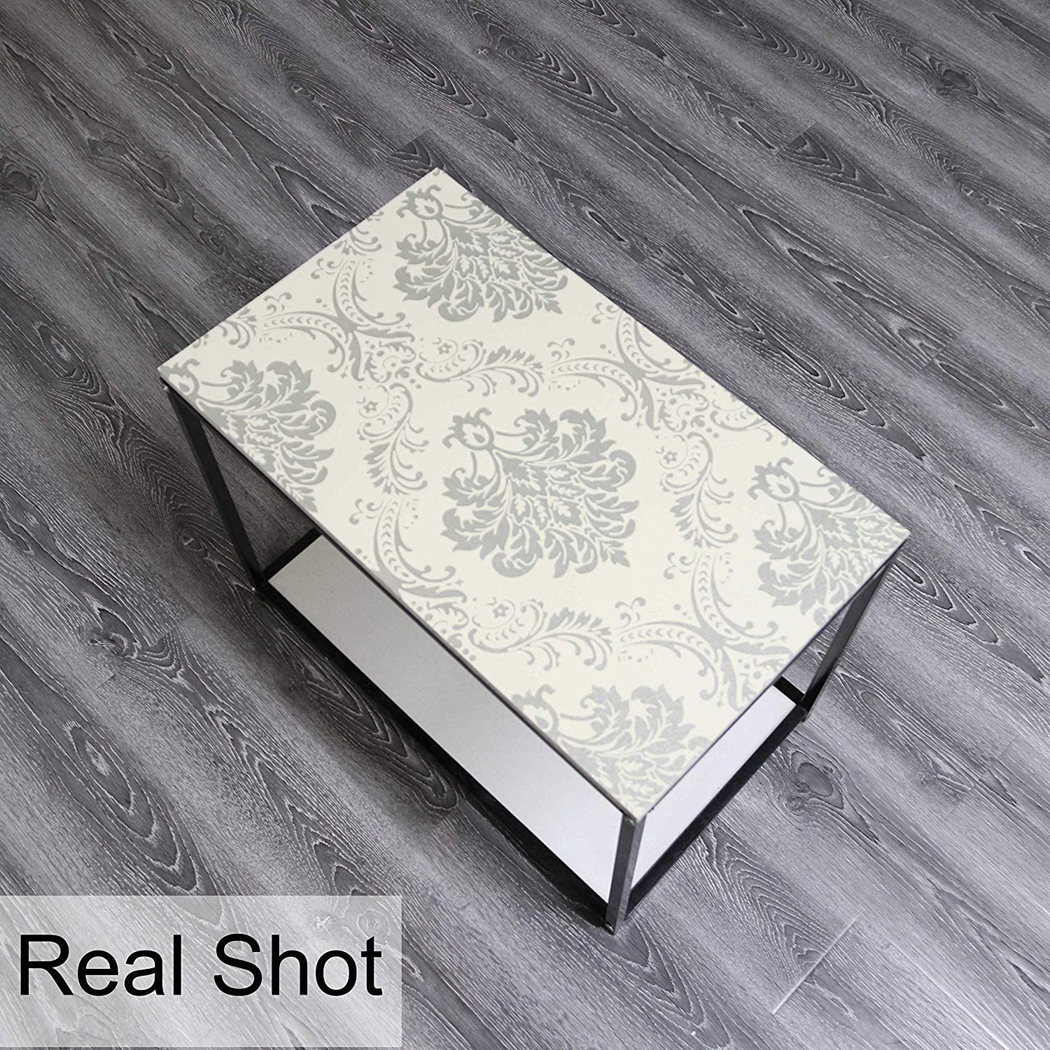 Peel and Stick Wallpaper Removable Silver Damask Wall Paper Decorative Floral Self Adhesive Wallpaper Waterproof Wall Stickers