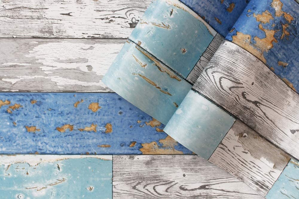 HaoHome Waterproof Peel and Stick Wood Plank Wallpaper Vinyl Self Adhesive WallPaper Design for Walls Bedroom Home Deco