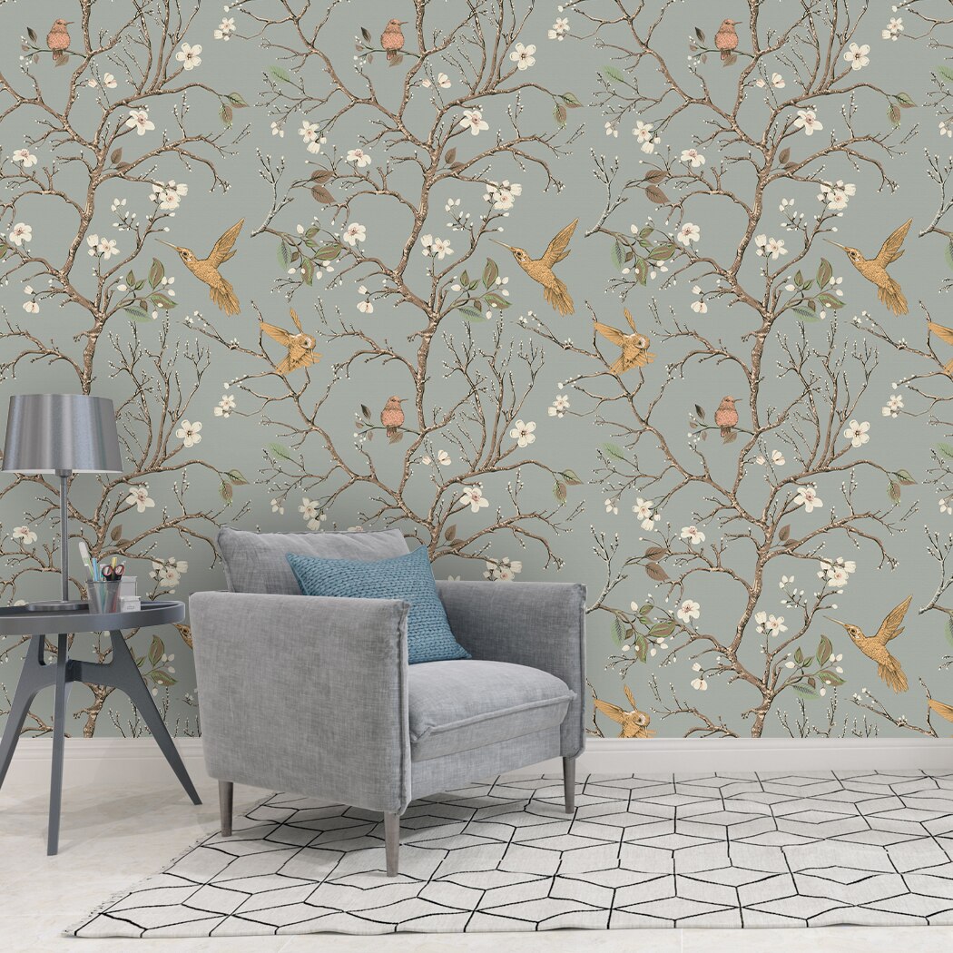 Bird Wallpaper Removable Self Adhesive Printed Wall Paper Decorative Floral Vintage Peel and Stick Contact Paper Shelf Drawer