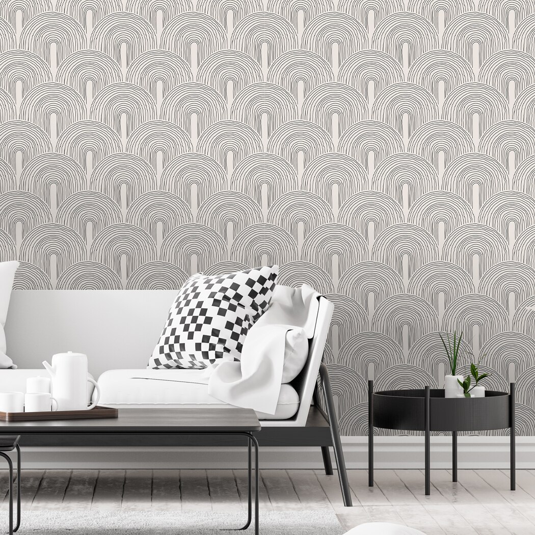 Geometric Arch Peel and Stick Wallpaper Rainbow Black Grey Removable Self Adhesive Wallpaper for Bedroom Living Room Decor