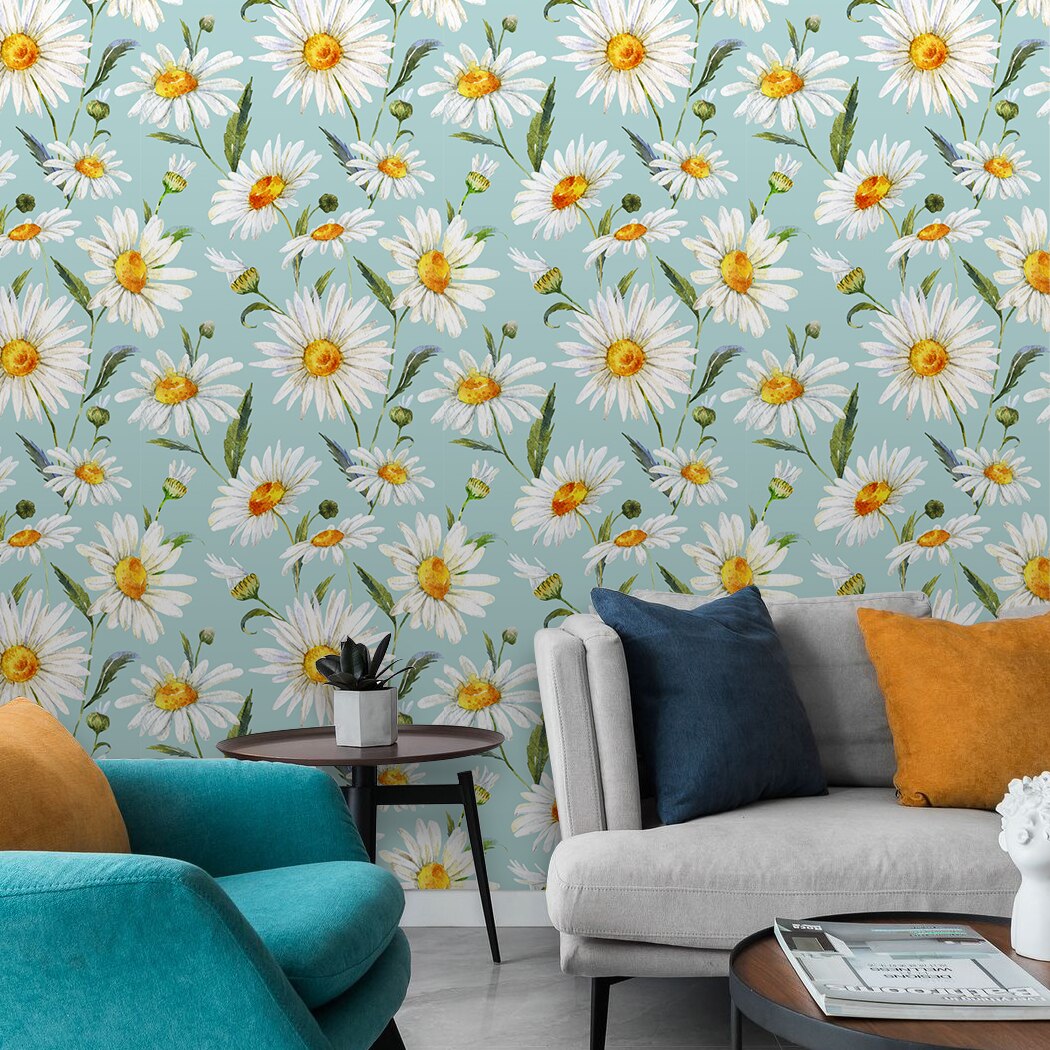 Daisy Self Adhesive Wallpaper Chrysanthemum Floral Peel and Stick Wallpaper Waterproof Removable Contact Paper for Wall Decor