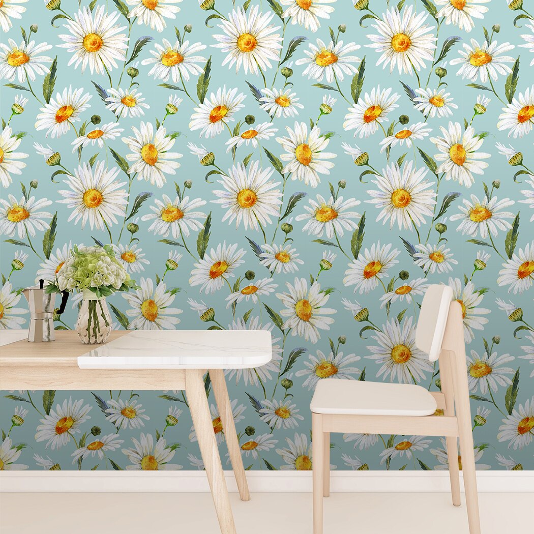 Daisy Self Adhesive Wallpaper Chrysanthemum Floral Peel and Stick Wallpaper Waterproof Removable Contact Paper for Wall Decor