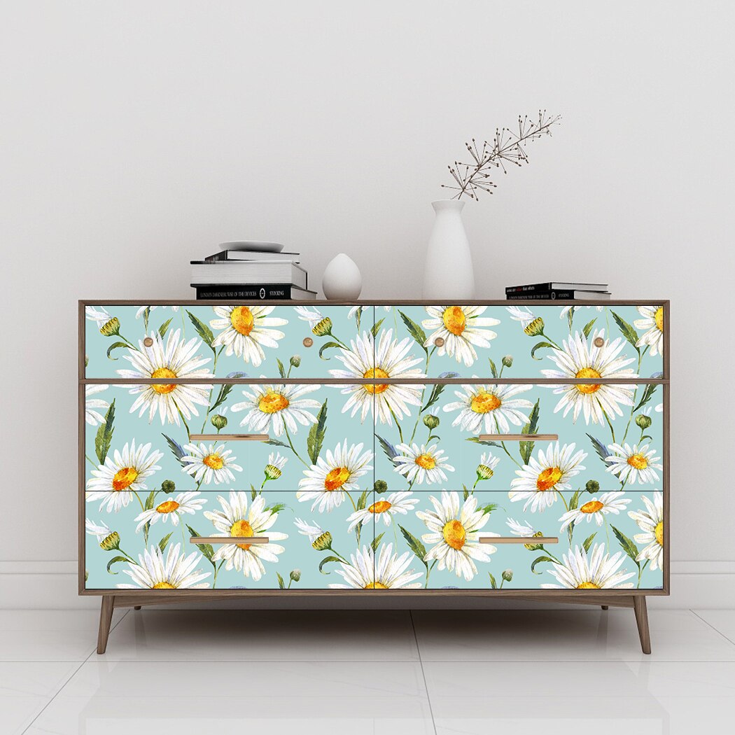 Daisy Self Adhesive Wallpaper Chrysanthemum Floral Peel and Stick Wallpaper Waterproof Removable Contact Paper for Wall Decor