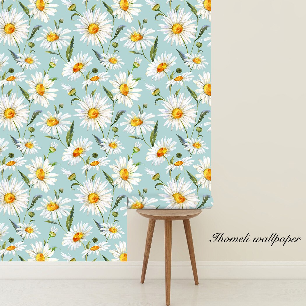 Daisy Self Adhesive Wallpaper Chrysanthemum Floral Peel and Stick Wallpaper Waterproof Removable Contact Paper for Wall Decor