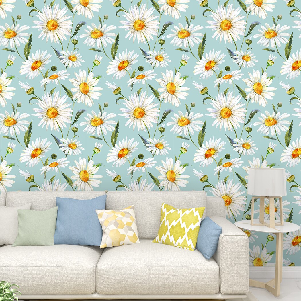 Daisy Self Adhesive Wallpaper Chrysanthemum Floral Peel and Stick Wallpaper Waterproof Removable Contact Paper for Wall Decor