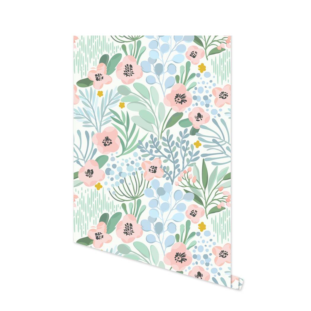 Watercolor Pink Floral Peel and Stick Wallpaper Vinyl Self Adhesive Removable Waterproof Wallpaper for Bathroom Cabinet Decor