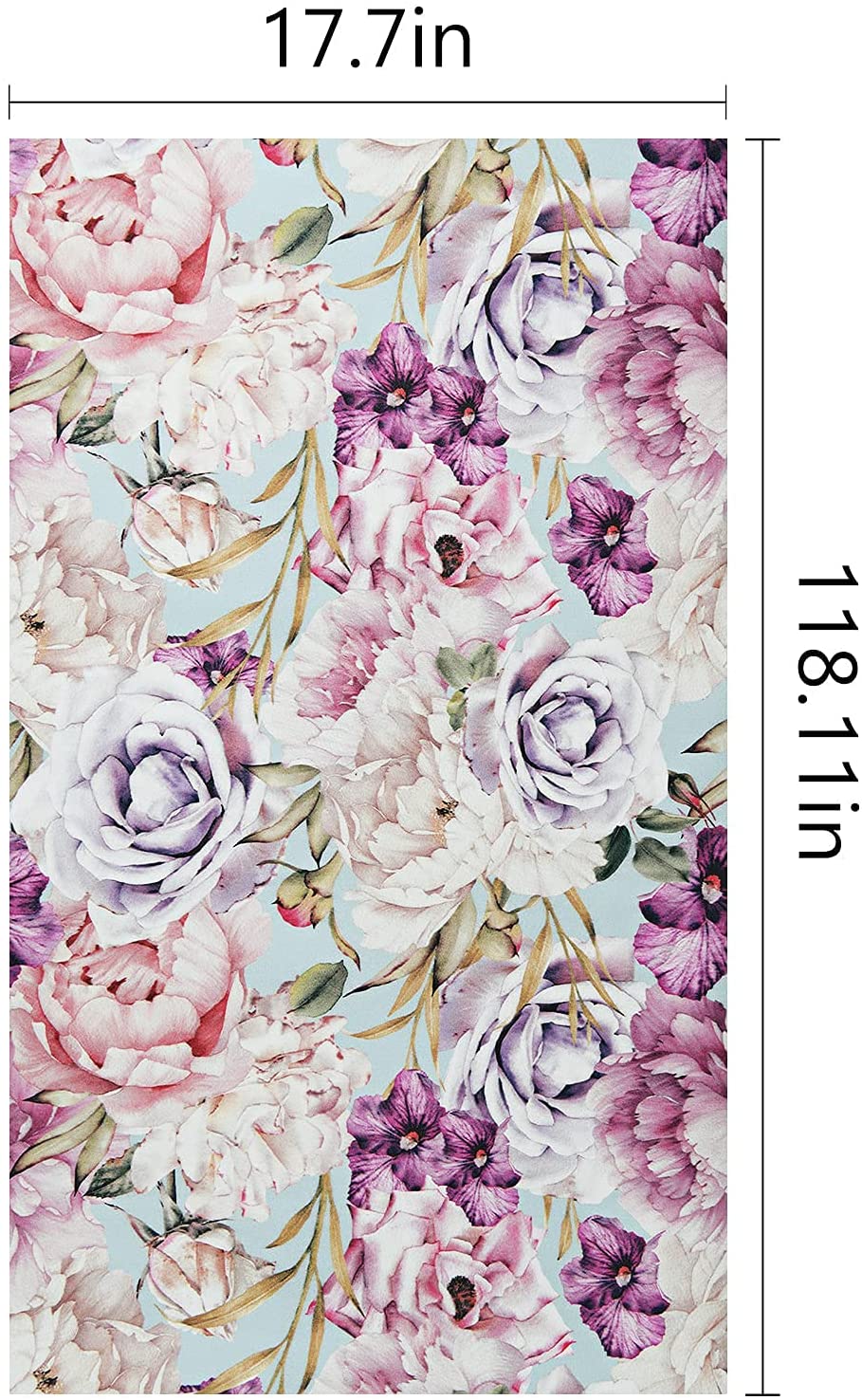 Purple Floral Self Adhesive Waterproof Kitchen Peel and Stick Wallpaper Backsplash Removable Contact Paper for Wall Home Decor