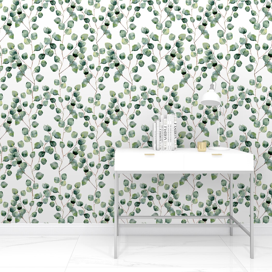 Watercolor Light Green Leaf Peel and Stick Wallpaper Removable Vinyl Green Plants Self Adhesive Wall Paper Wall Renovation
