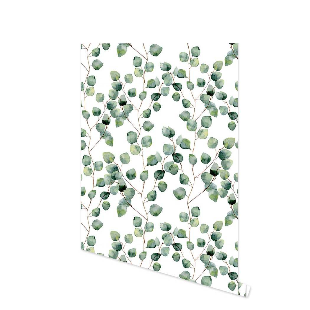 Watercolor Light Green Leaf Peel and Stick Wallpaper Removable Vinyl Green Plants Self Adhesive Wall Paper Wall Renovation