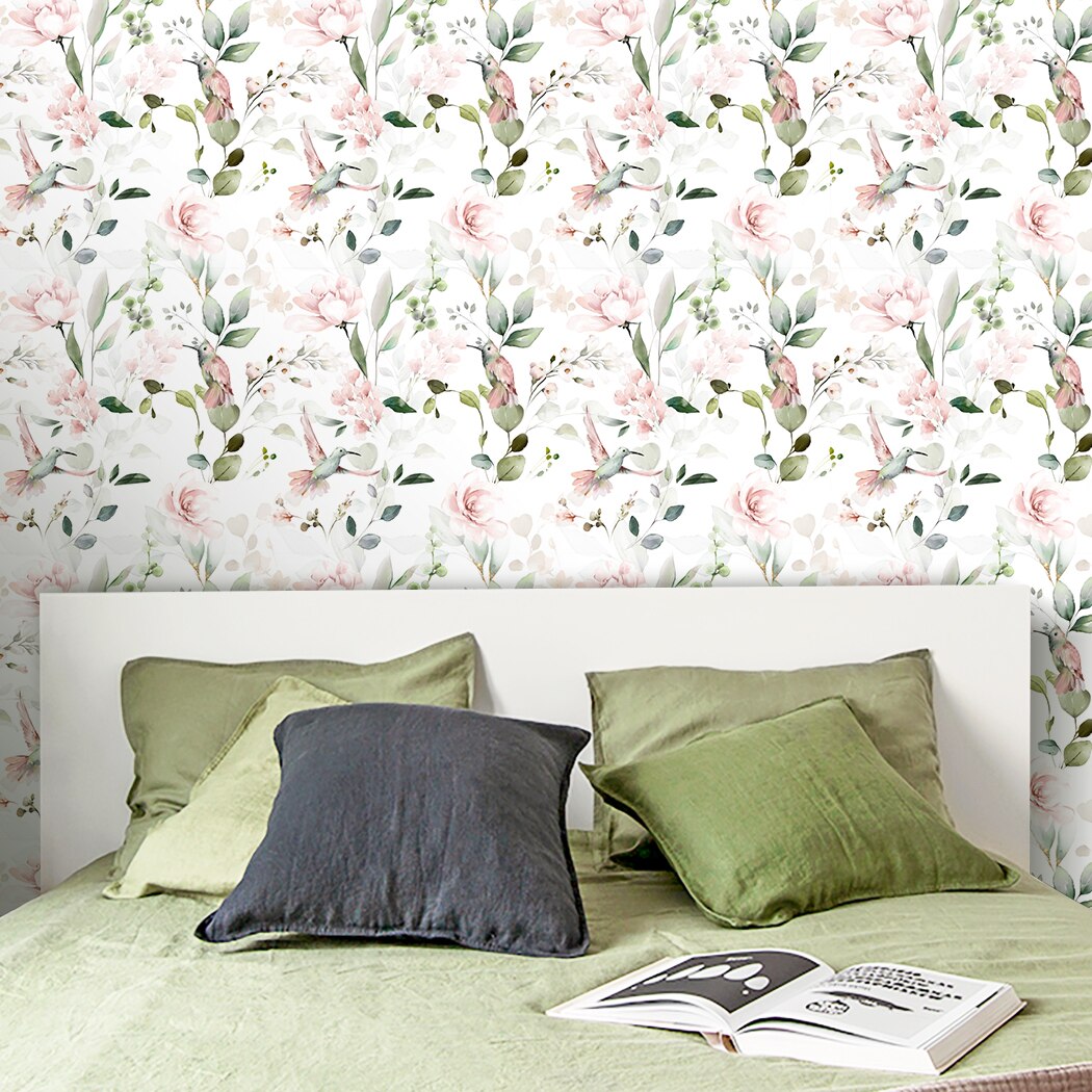 Pink Peony Peel and Stick Wallpaper Vintage Self Adhesive Flower Birds Wallpaper Removable Paper Wall Covering Shelf Drawer