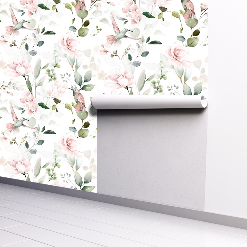 Pink Peony Peel and Stick Wallpaper Vintage Self Adhesive Flower Birds Wallpaper Removable Paper Wall Covering Shelf Drawer