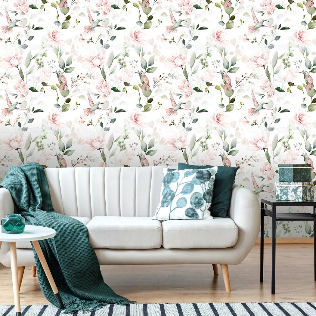 Pink Peony Peel and Stick Wallpaper Vintage Self Adhesive Flower Birds Wallpaper Removable Paper Wall Covering Shelf Drawer