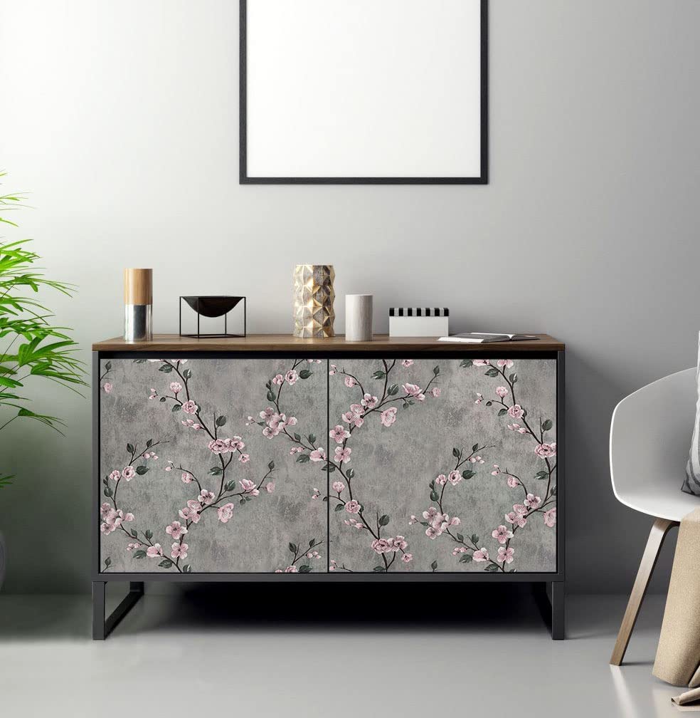 Floral Wallpaper Grey Peel and Stick Wallpaper Flower Self Adhesive Wall Paper Roll Removable Contact Paper Decorative