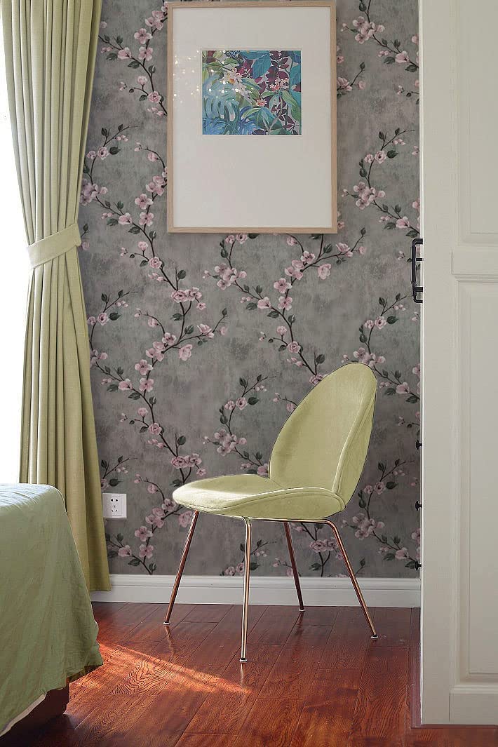 Floral Wallpaper Grey Peel and Stick Wallpaper Flower Self Adhesive Wall Paper Roll Removable Contact Paper Decorative