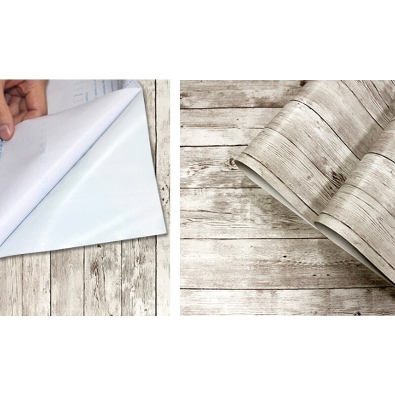 HaoHome Reclaimed Wood Distressed Wood Panel Peel and Stick Wallpaper Self-Adhesive Removable Wall Covering Decorative Vintage