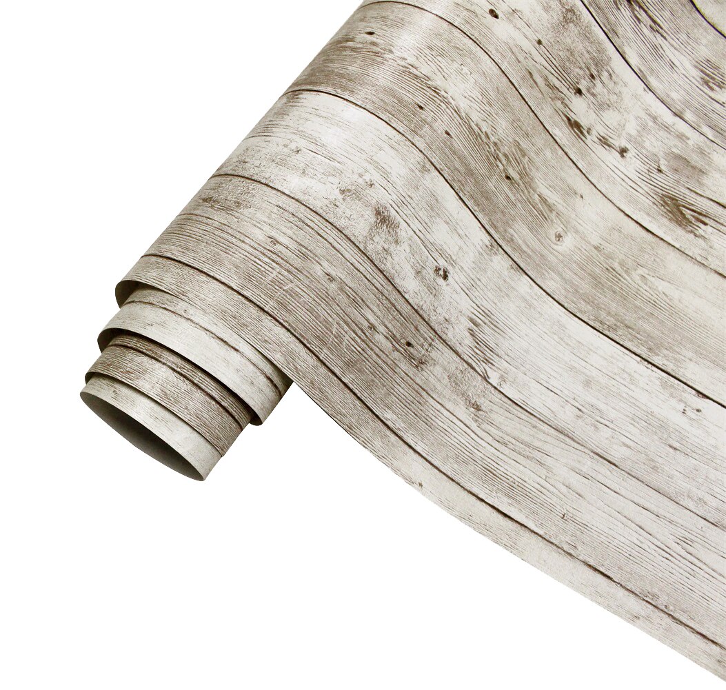 HaoHome Reclaimed Wood Distressed Wood Panel Peel and Stick Wallpaper Self-Adhesive Removable Wall Covering Decorative Vintage