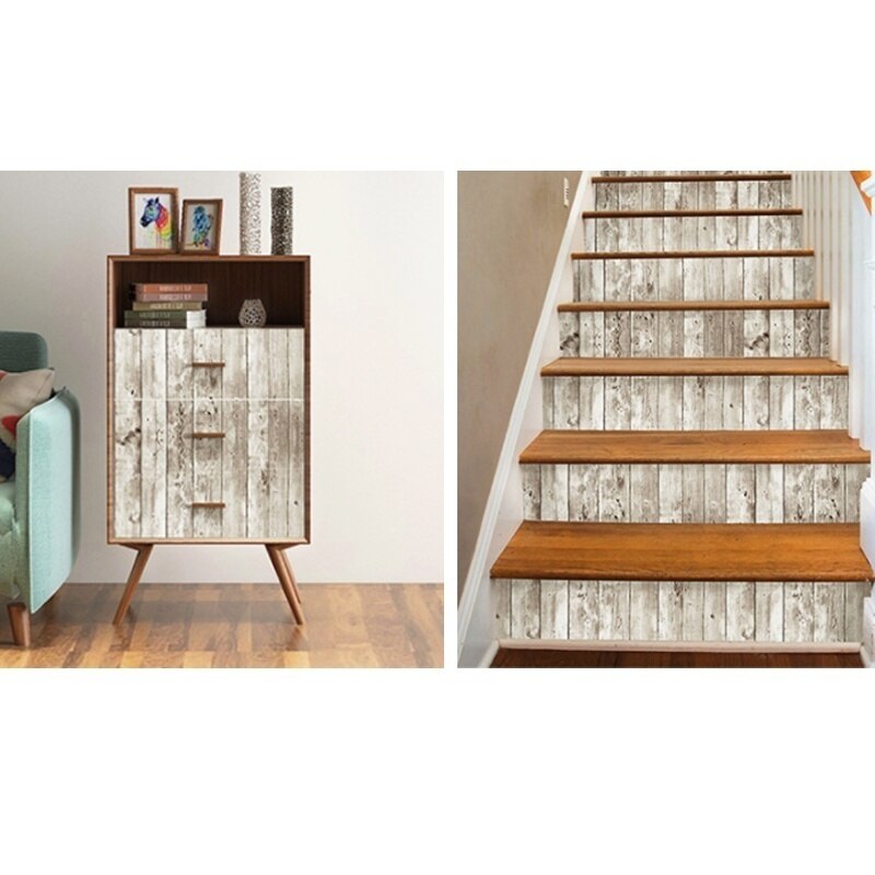 HaoHome Reclaimed Wood Distressed Wood Panel Peel and Stick Wallpaper Self-Adhesive Removable Wall Covering Decorative Vintage