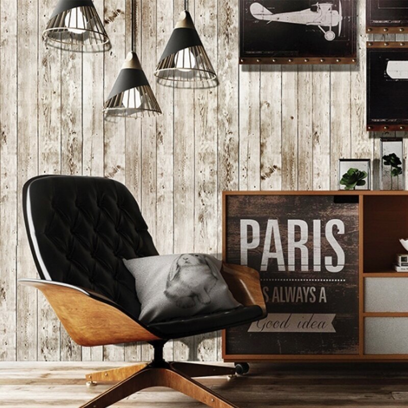 HaoHome Reclaimed Wood Distressed Wood Panel Peel and Stick Wallpaper Self-Adhesive Removable Wall Covering Decorative Vintage