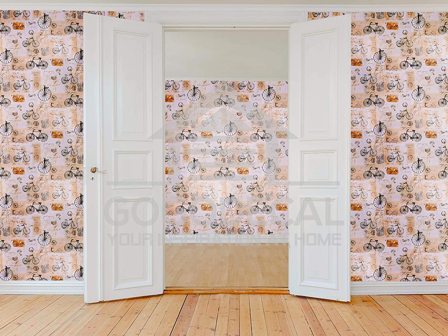 HaoHome Vintage Bike Peel and Stick Wallpaper Use as Backsplash Shelf Paper Removable Self Adhesive Contact Paper