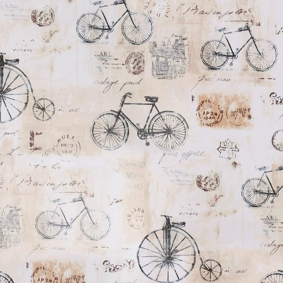 HaoHome Vintage Bike Peel and Stick Wallpaper Use as Backsplash Shelf Paper Removable Self Adhesive Contact Paper