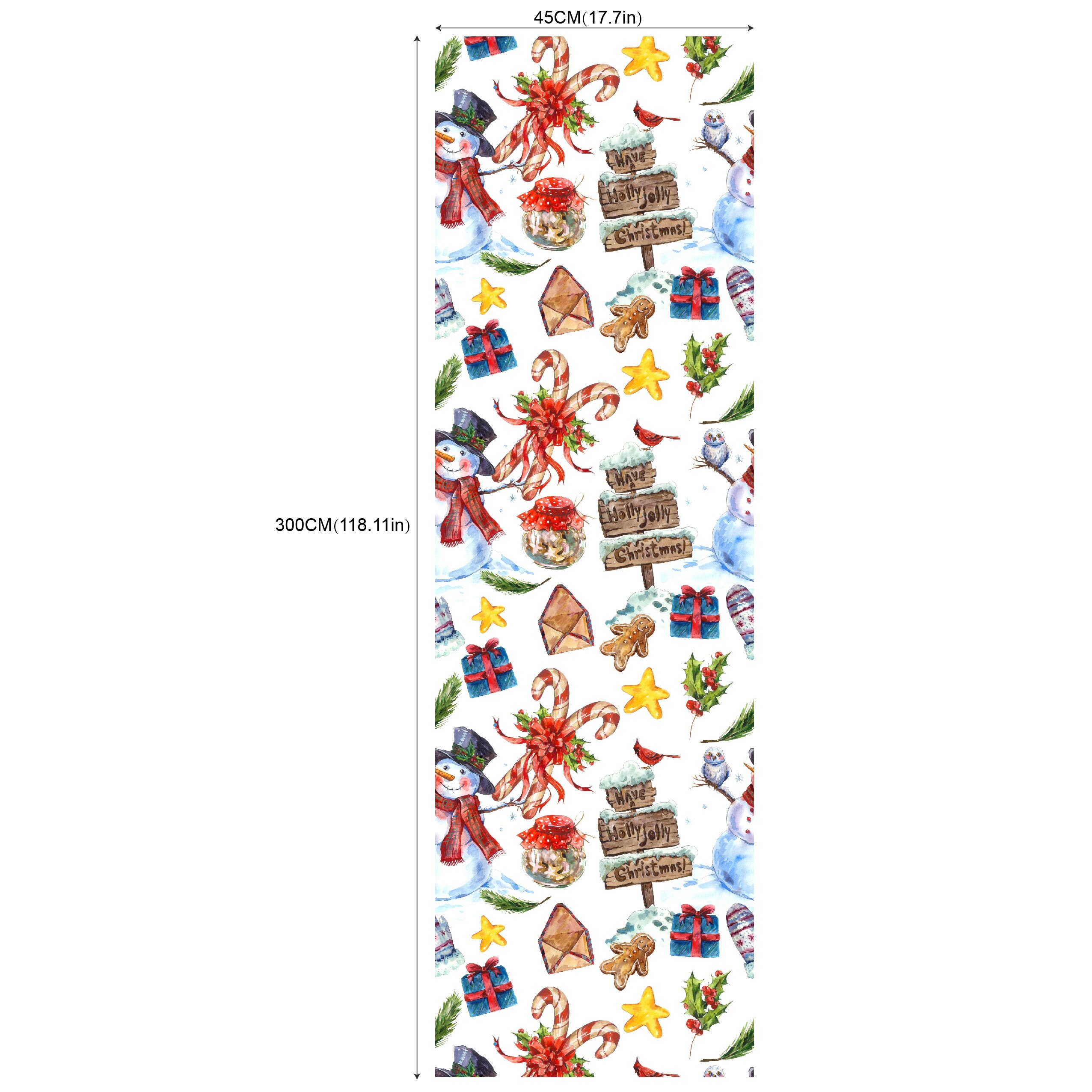 Christmas Snowman Self Adhesive Wallpaper Xmas Gift Box Peel and Stick Wall Stickers Removable Contact Paper for Living Room