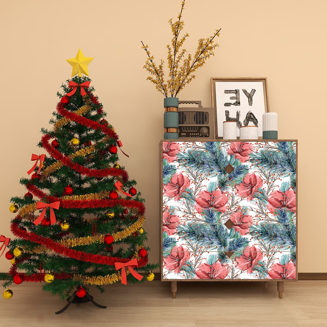 Big Red Peony Flower Self Adhesive Wallpaper Modern Floral Wallpaper Removable Multicolor Vinyl Peel and Stick Contact Paper