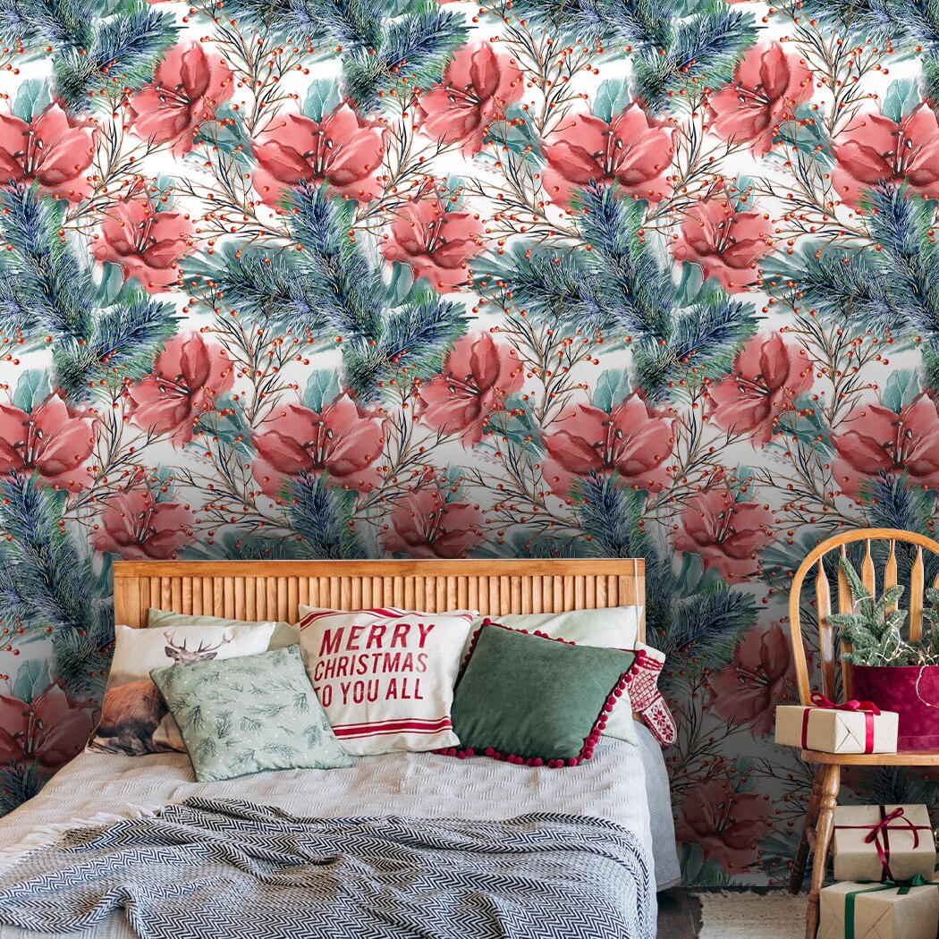 Big Red Peony Flower Self Adhesive Wallpaper Modern Floral Wallpaper Removable Multicolor Vinyl Peel and Stick Contact Paper