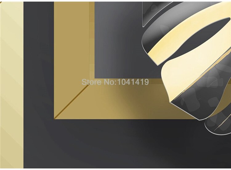 Custom Self-Adhesive Wallpaper Modern Geometry Golden Leaves Tropical Plants Murals Living Room Bedroom Luxury Home Decor Poster