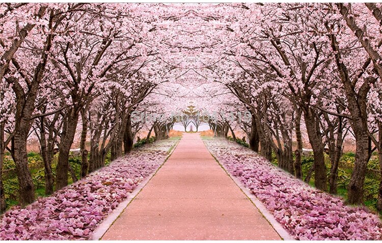 Self-Adhesive Wallpaper 3D Romantic Space Extension Cherry Tree Mural Living Room TV Sofa Home Decor Painting Papel De Parede 3D