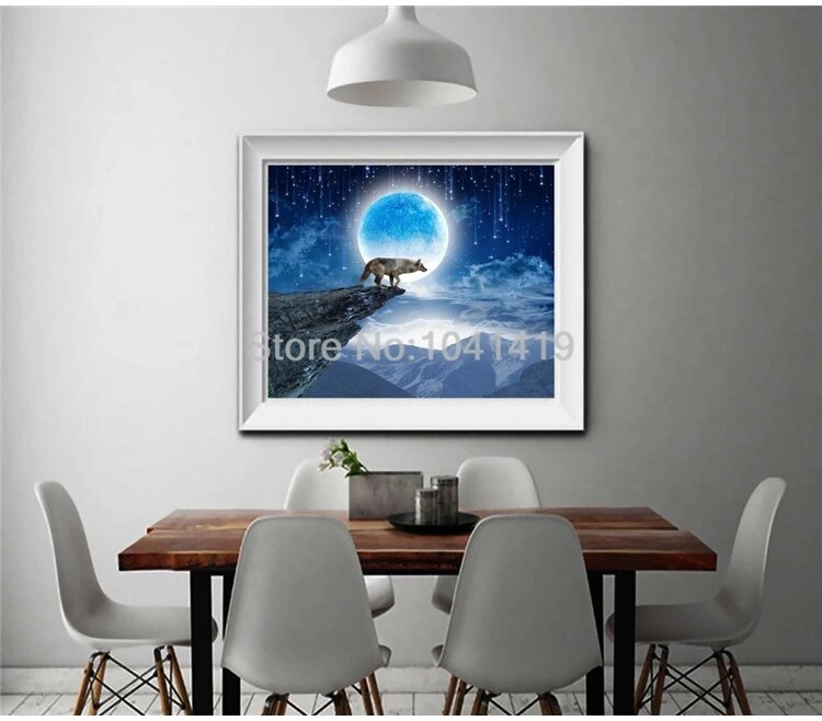 Custom Mural Wallpaper 3D Moon Animal Wolf Landscape Wall Sticker Living Room Bedroom Home Decor Self-Adhesive Waterproof Poster