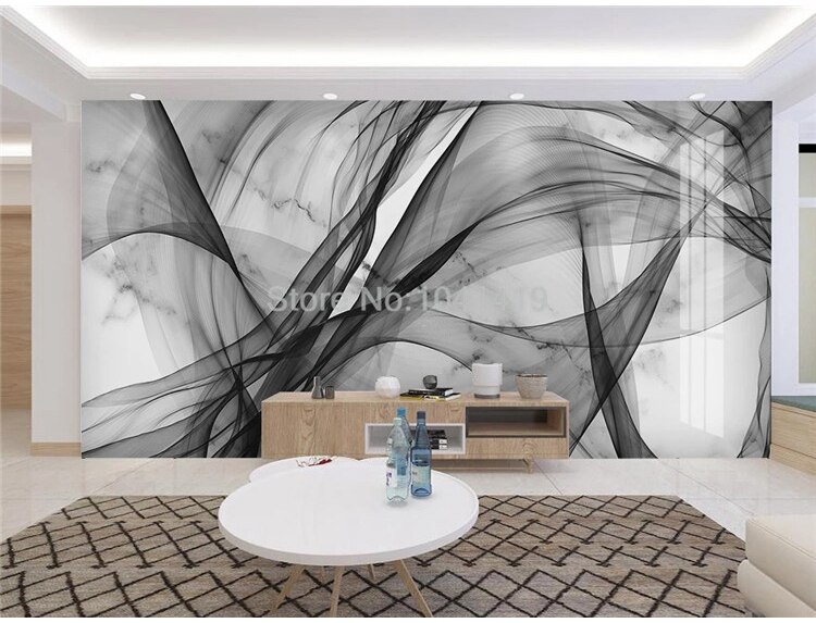 Custom Self-Adhesive Waterproof Canvas Mural Wallpaper Modern 3D Abstract Ink Lines Marble Texture Photo Wallpaper Wall Stickers