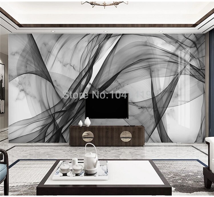 Custom Self-Adhesive Waterproof Canvas Mural Wallpaper Modern 3D Abstract Ink Lines Marble Texture Photo Wallpaper Wall Stickers