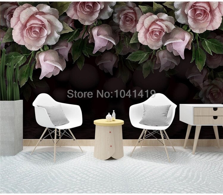 Self-Adhesive 3D Wallpaper Stereo European Style Retro Flower Black Photo Wall Murals Living Room Bedroom Waterproof Home Decor