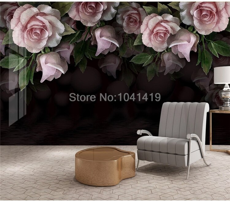 Self-Adhesive 3D Wallpaper Stereo European Style Retro Flower Black Photo Wall Murals Living Room Bedroom Waterproof Home Decor