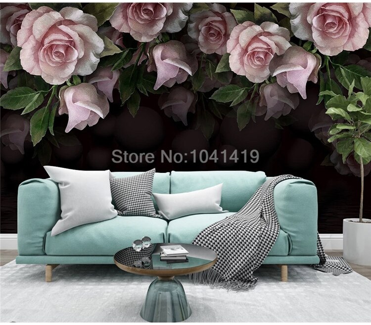 Self-Adhesive 3D Wallpaper Stereo European Style Retro Flower Black Photo Wall Murals Living Room Bedroom Waterproof Home Decor