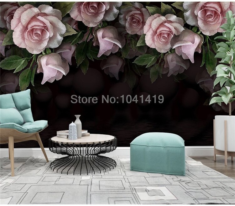 Self-Adhesive 3D Wallpaper Stereo European Style Retro Flower Black Photo Wall Murals Living Room Bedroom Waterproof Home Decor