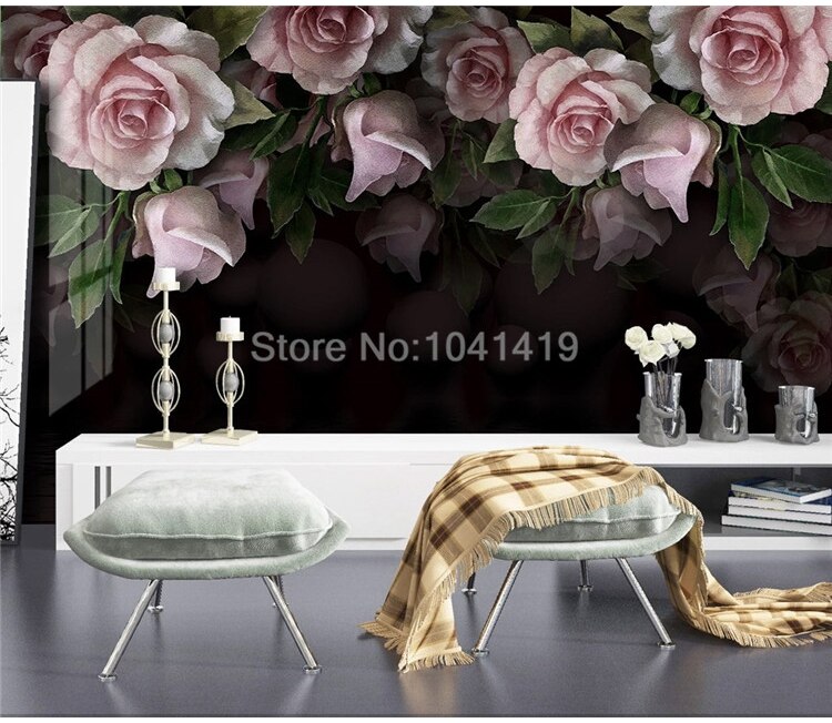 Self-Adhesive 3D Wallpaper Stereo European Style Retro Flower Black Photo Wall Murals Living Room Bedroom Waterproof Home Decor