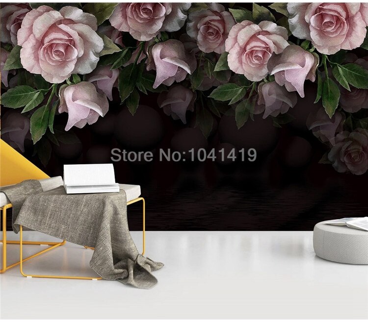 Self-Adhesive 3D Wallpaper Stereo European Style Retro Flower Black Photo Wall Murals Living Room Bedroom Waterproof Home Decor