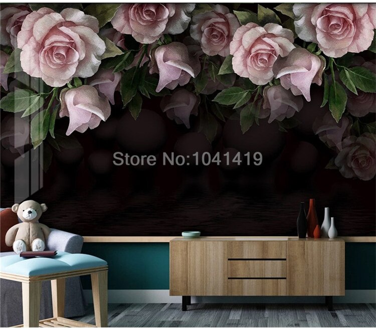 Self-Adhesive 3D Wallpaper Stereo European Style Retro Flower Black Photo Wall Murals Living Room Bedroom Waterproof Home Decor