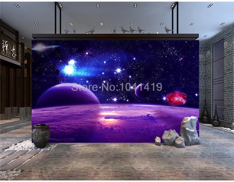 Custom Photo Wallpaper 3D Stereo Universe Starry Sky Landscape Mural Living Room TV Sofa Bedroom Home Decor Self-Adhesive Fresco