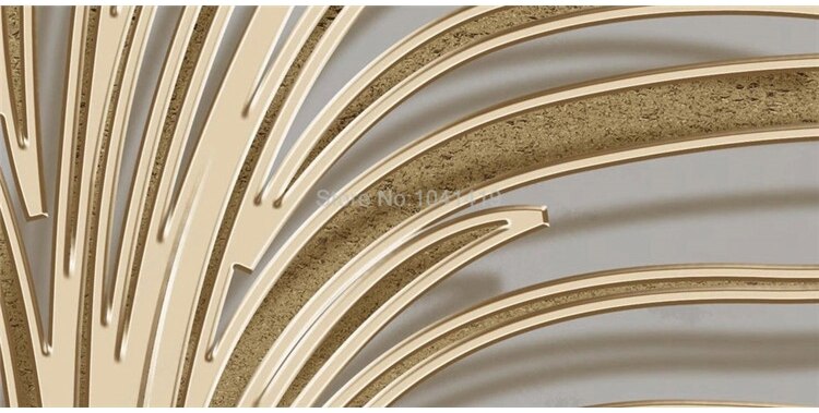 Custom Self-Adhesive Waterproof Mural Wallpaper Light Luxury Hand-painted Creative Tree 3D Golden Embossed Line Background Wall