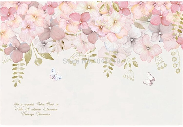 Custom Mural Wallpaper Modern Pastoral Pink Flowers Photo Wall Painting Living Room Bedroom Romantic Home Decor Sticker Poster