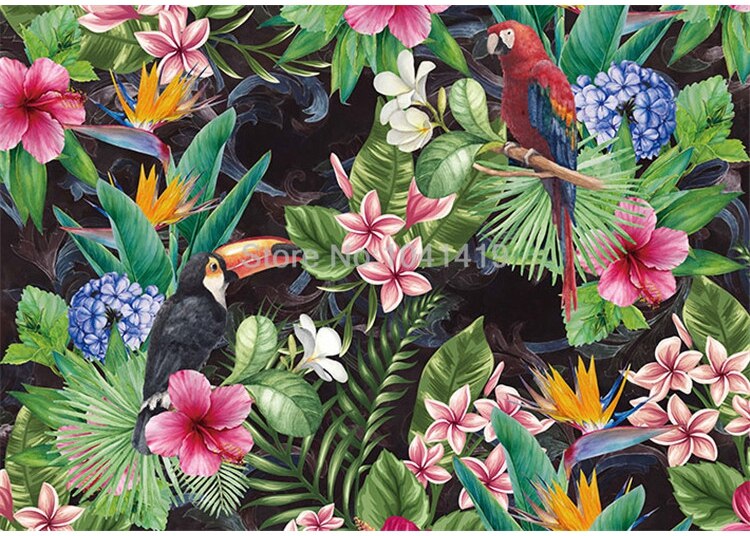 Photo Wallpaper 3D Tropical Rain Forest Parrot Leaves Self-Adhesive Waterproof Canvas Murals Restaurant Study Decor Wall Papers