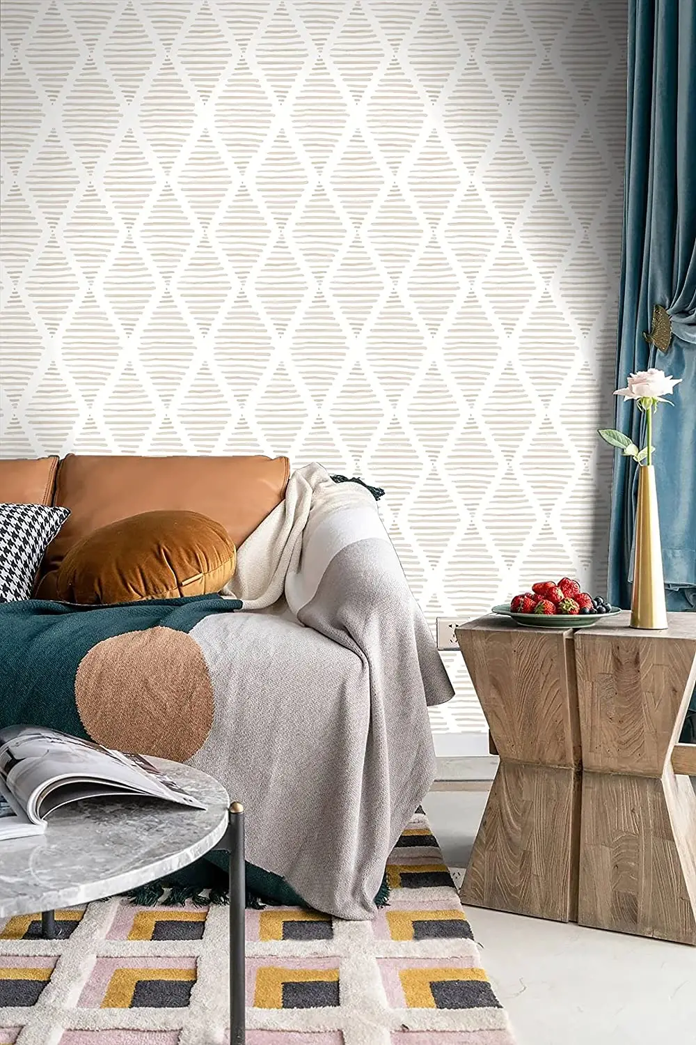 Modern Stripe Peel and Stick Wallpaper Beige and White Contact Paper Removable Self Adhesive Wallpaper for Bedroom Drawers Decor