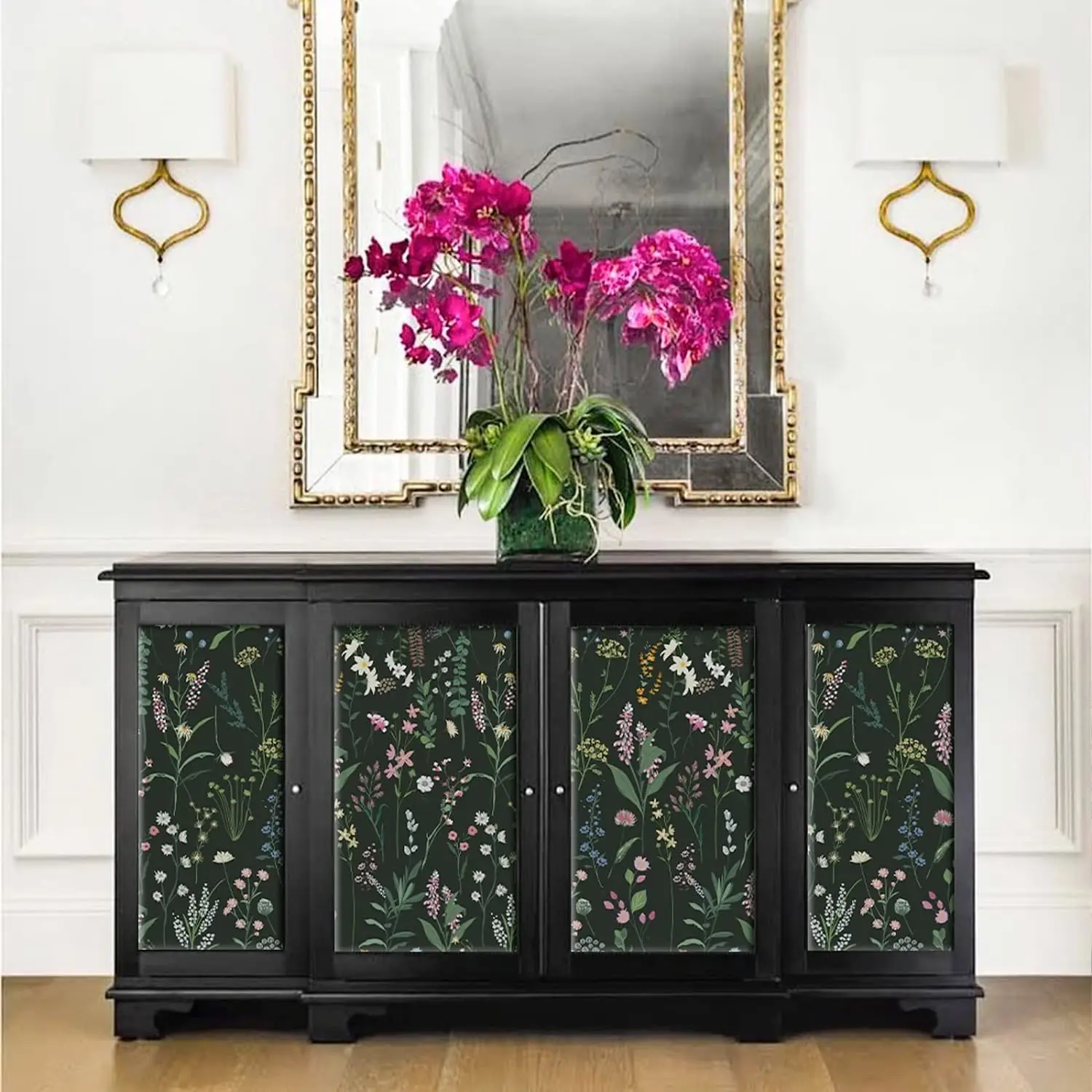 Floral Peel and Stick Wallpaper Vinyl Wallpaper Watercolor Flower Peel and Stick Wallpaper for Kitchen Cabinet Furniture